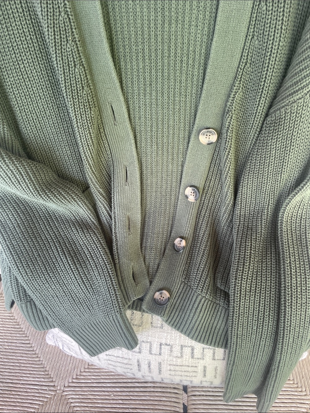 GAP Olive Ribbed Button-Front Cardigan - Picture 7 of 7